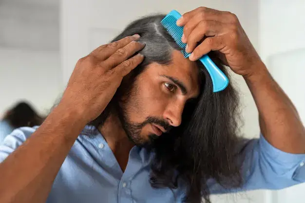 Detailed infographic explaining the stages of a hair transplant procedure at BlueMagic Group, from consultation to post-operative care